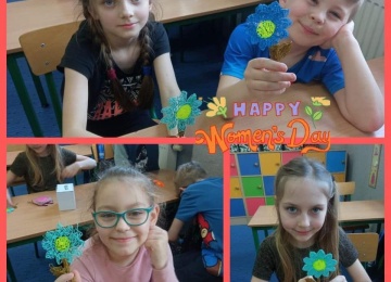 Powiększ obraz: Z okazji Dnia Kobiet uczniowie z klasy 1b na zajęciach technicznych wykonali piękne kwiatki przy użyciu długopisów 3D